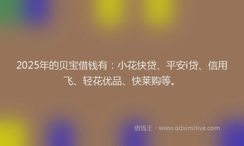 2025年的贝宝借钱有：小花快贷、平安i贷、信用飞、轻花优品、快莱购等。