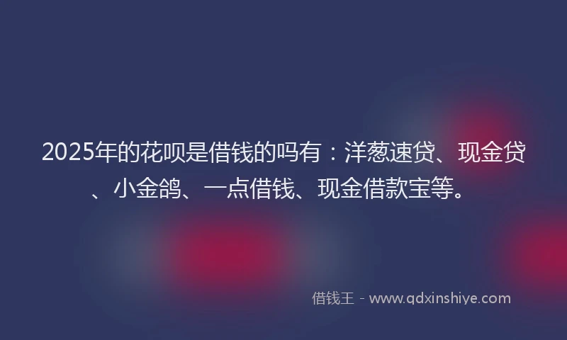 2025年的花呗是借钱的吗有：洋葱速贷、现金贷、小金鸽、一点借钱、现金借款宝等。