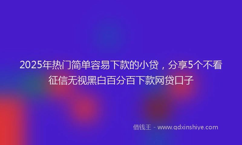 2025年热门简单容易下款的小贷，分享5个不看征信无视黑白百分百下款网贷口子
