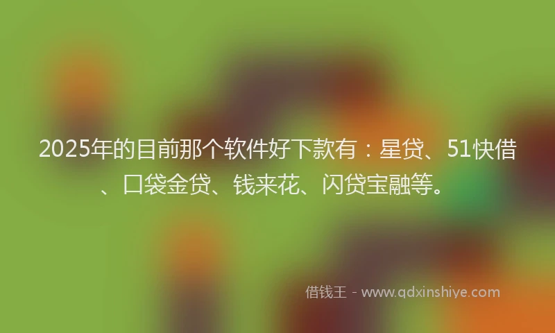 2025年的目前那个软件好下款有：星贷、51快借、口袋金贷、钱来花、闪贷宝融等。