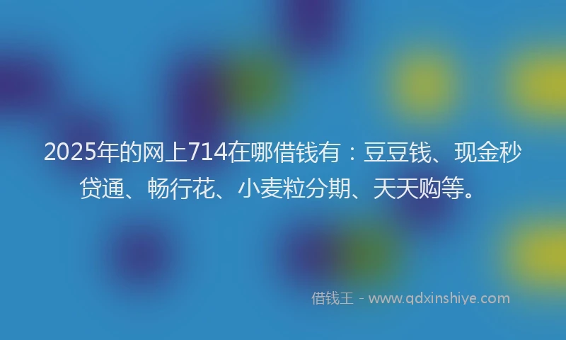 2025年的网上714在哪借钱有：豆豆钱、现金秒贷通、畅行花、小麦粒分期、天天购等。