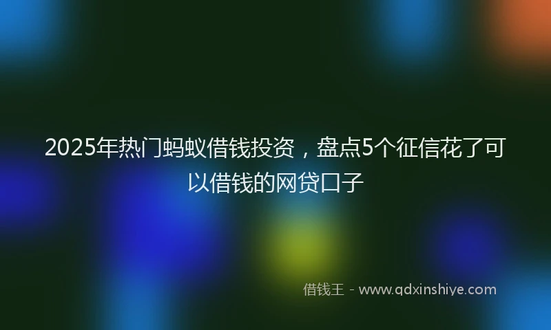 2025年热门蚂蚁借钱投资，盘点5个征信花了可以借钱的网贷口子