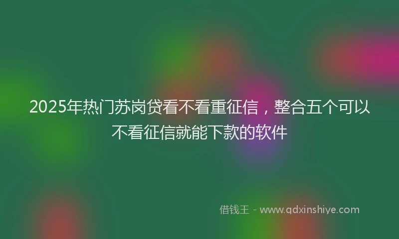 2025年热门苏岗贷看不看重征信，整合五个可以不看征信就能下款的软件