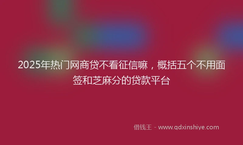 2025年热门网商贷不看征信嘛，概括五个不用面签和芝麻分的贷款平台