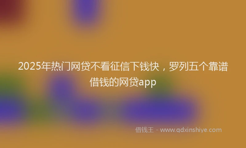 2025年热门网贷不看征信下钱快，罗列五个靠谱借钱的网贷app