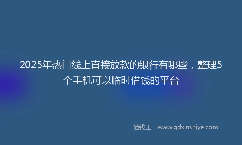 2025年热门线上直接放款的银行有哪些，整理5个手机可以临时借钱的平台