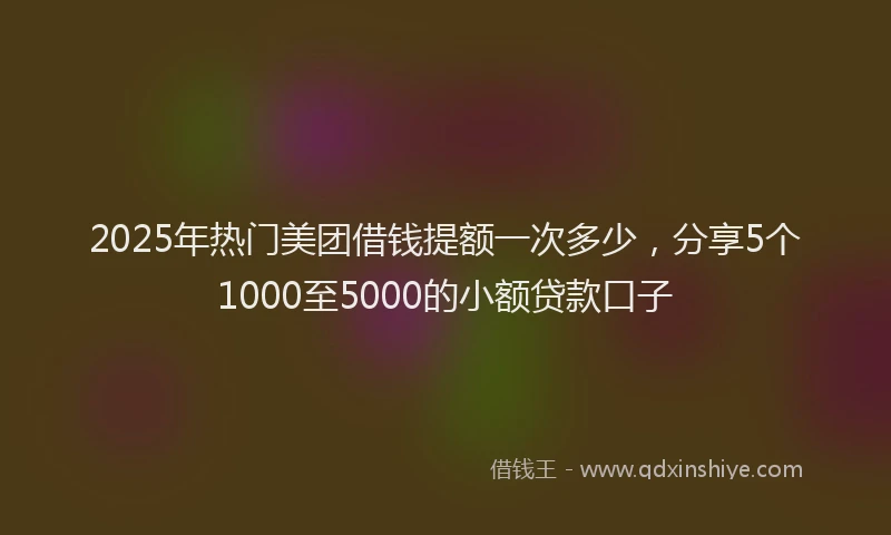 2025年热门美团借钱提额一次多少，分享5个1000至5000的小额贷款口子