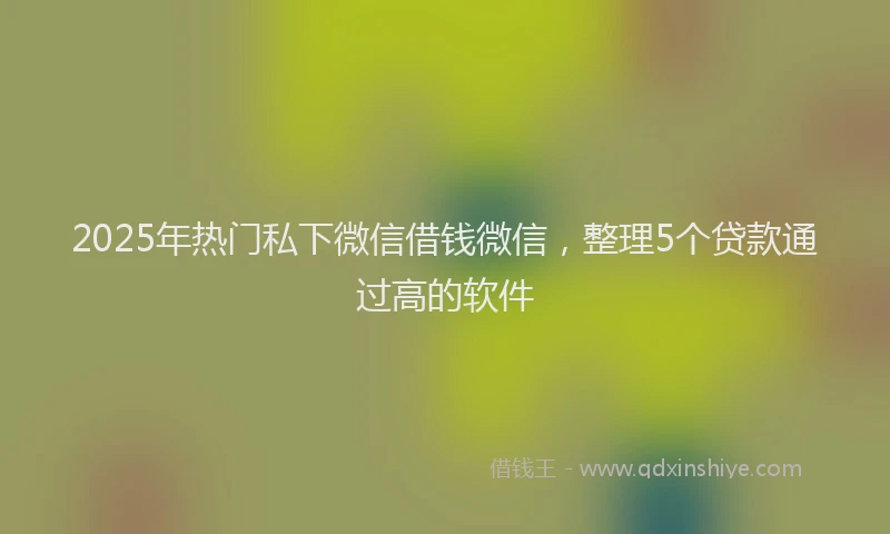 2025年热门私下微信借钱微信，整理5个贷款通过高的软件