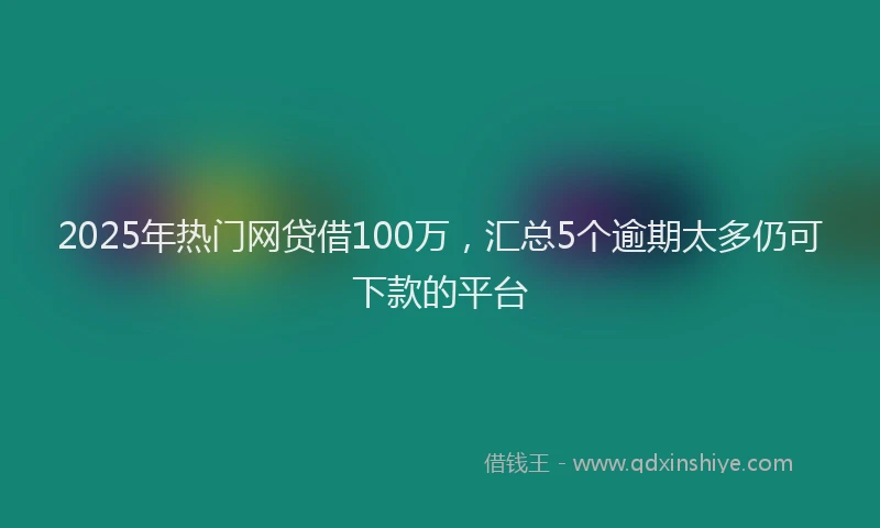 2025年热门网贷借100万，汇总5个逾期太多仍可下款的平台