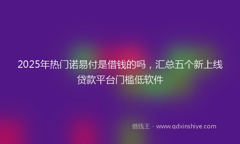 2025年热门诺易付是借钱的吗，汇总五个新上线贷款平台门槛低软件