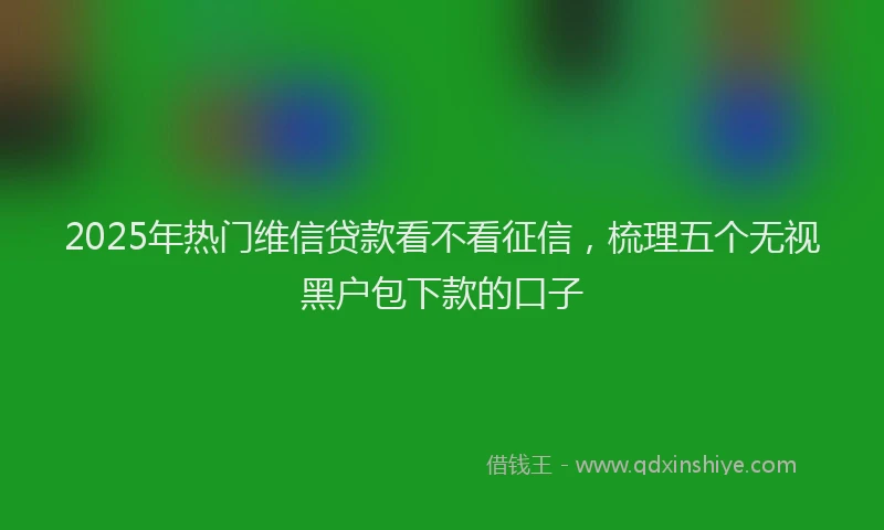 2025年热门维信贷款看不看征信，梳理五个无视黑户包下款的口子