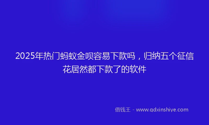 2025年热门蚂蚁金呗容易下款吗，归纳五个征信花居然都下款了的软件