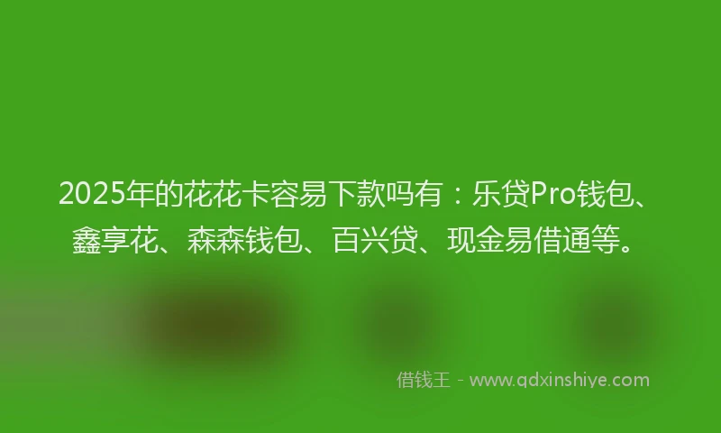 2025年的花花卡容易下款吗有：乐贷Pro钱包、鑫享花、森森钱包、百兴贷、现金易借通等。
