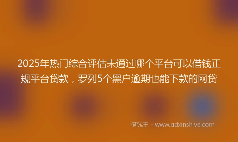2025年热门综合评估未通过哪个平台可以借钱正规平台贷款，罗列5个黑户逾期也能下款的网贷