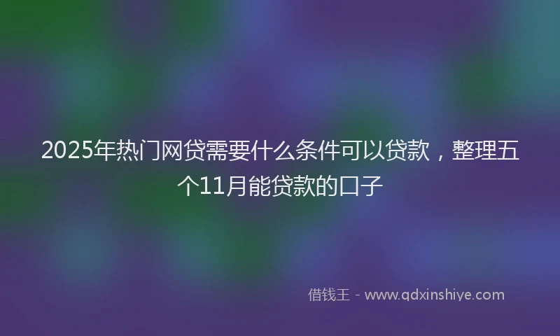 2025年热门网贷需要什么条件可以贷款，整理五个11月能贷款的口子