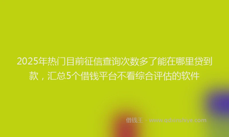 2025年热门目前征信查询次数多了能在哪里贷到款，汇总5个借钱平台不看综合评估的软件
