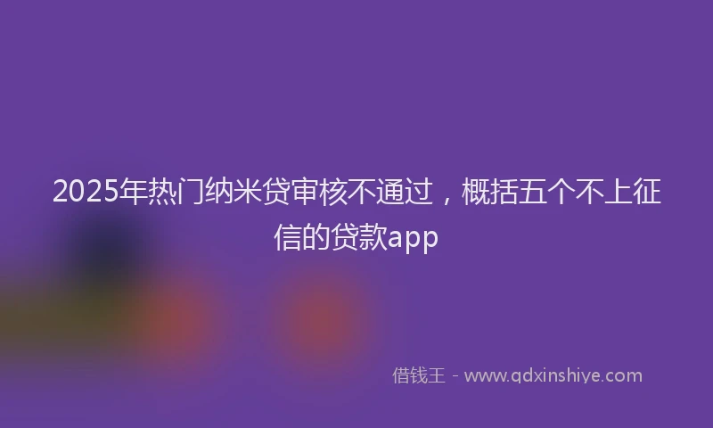 2025年热门纳米贷审核不通过，概括五个不上征信的贷款app