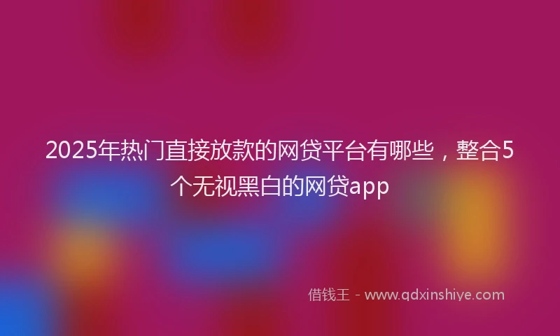 2025年热门直接放款的网贷平台有哪些，整合5个无视黑白的网贷app