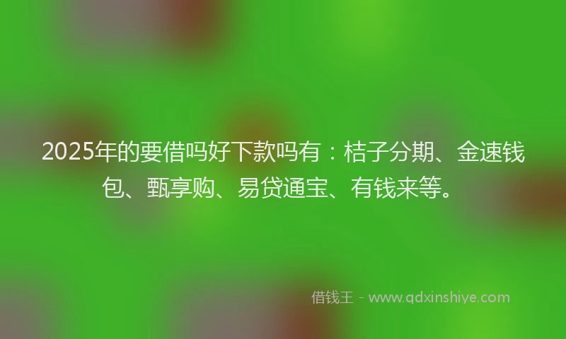 2025年的要借吗好下款吗有：桔子分期、金速钱包、甄享购、易贷通宝、有钱来等。