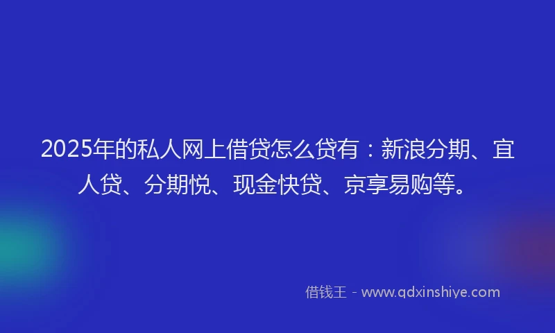 2025年的私人网上借贷怎么贷有：新浪分期、宜人贷、分期悦、现金快贷、京享易购等。