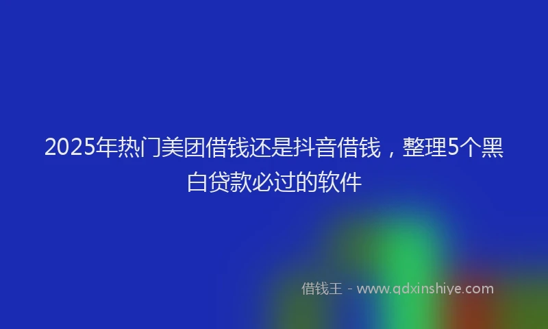 2025年热门美团借钱还是抖音借钱，整理5个黑白贷款必过的软件