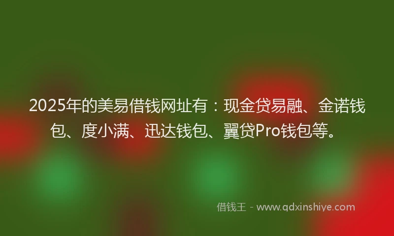 2025年的美易借钱网址有：现金贷易融、金诺钱包、度小满、迅达钱包、翼贷Pro钱包等。