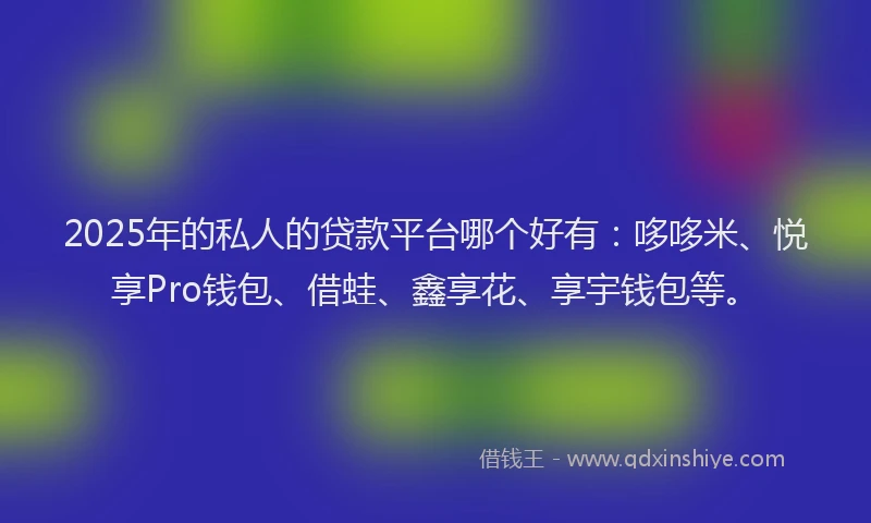 2025年的私人的贷款平台哪个好有：哆哆米、悦享Pro钱包、借蛙、鑫享花、享宇钱包等。