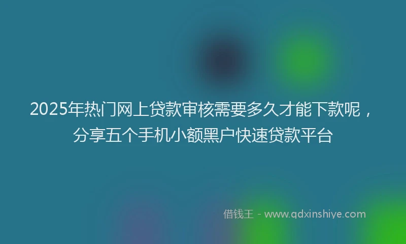 2025年热门网上贷款审核需要多久才能下款呢，分享五个手机小额黑户快速贷款平台