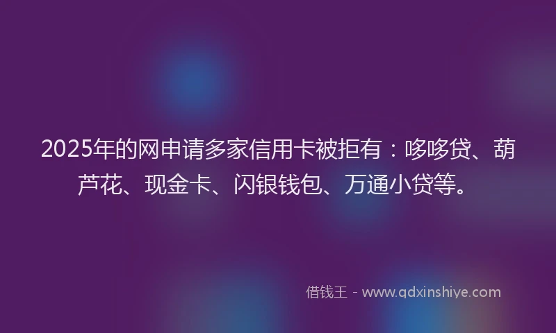 2025年的网申请多家信用卡被拒有：哆哆贷、葫芦花、现金卡、闪银钱包、万通小贷等。