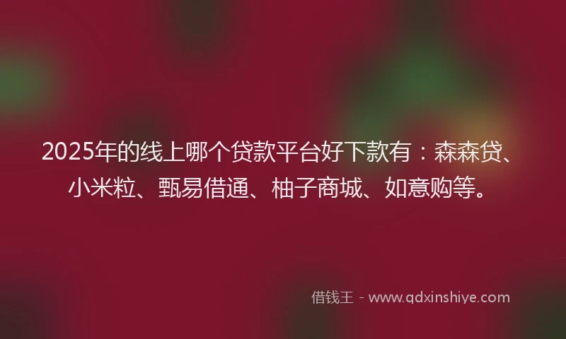 2025年的线上哪个贷款平台好下款有：森森贷、小米粒、甄易借通、柚子商城、如意购等。