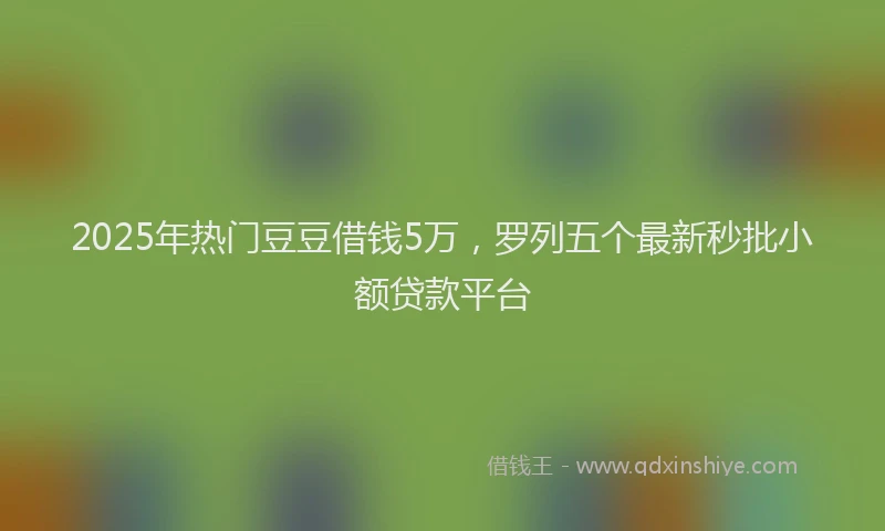 2025年热门豆豆借钱5万，罗列五个最新秒批小额贷款平台