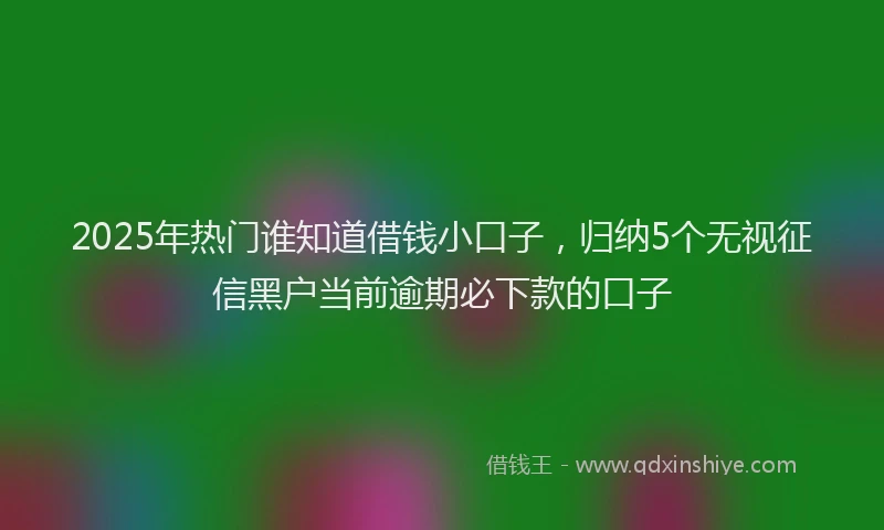 2025年热门谁知道借钱小口子，归纳5个无视征信黑户当前逾期必下款的口子