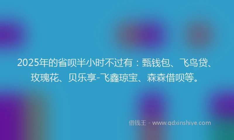 2025年的省呗半小时不过有：甄钱包、飞鸟贷、玫瑰花、贝乐享-飞鑫琼宝、森森借呗等。