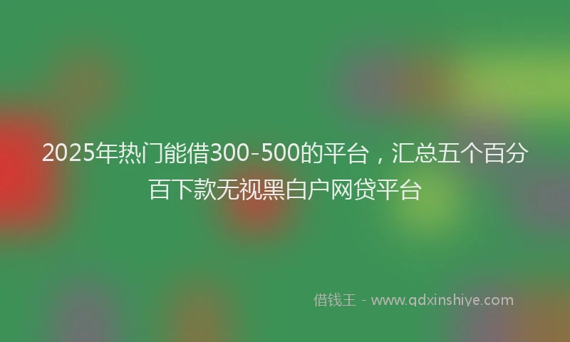 2025年热门能借300-500的平台，汇总五个百分百下款无视黑白户网贷平台