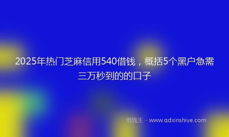 2025年热门芝麻信用540借钱，概括5个黑户急需三万秒到的的口子