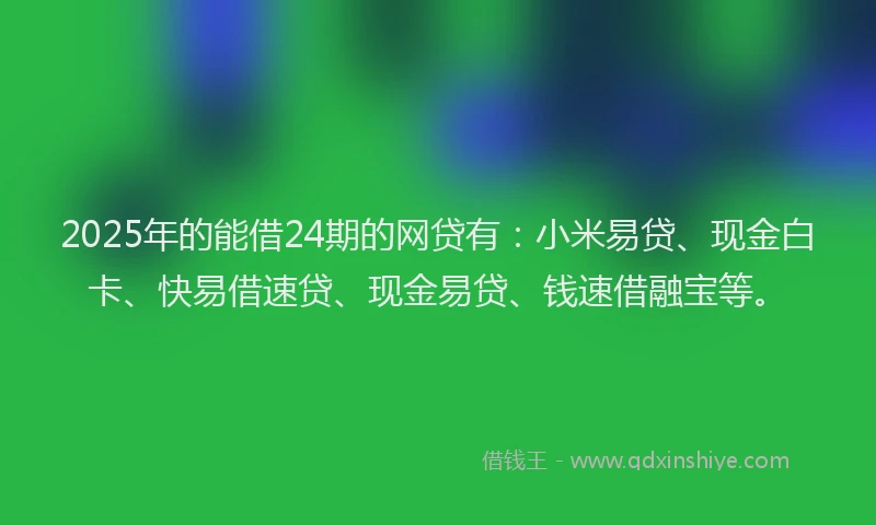 2025年的能借24期的网贷有：小米易贷、现金白卡、快易借速贷、现金易贷、钱速借融宝等。