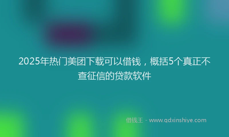 2025年热门美团下载可以借钱，概括5个真正不查征信的贷款软件