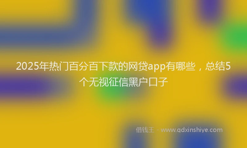 2025年热门百分百下款的网贷app有哪些，总结5个无视征信黑户口子