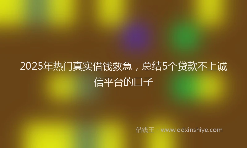 2025年热门真实借钱救急，总结5个贷款不上诚信平台的口子