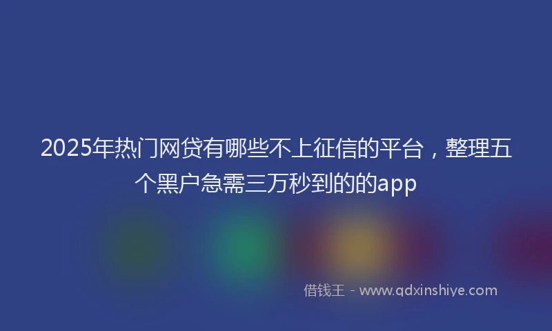 2025年热门网贷有哪些不上征信的平台，整理五个黑户急需三万秒到的的app