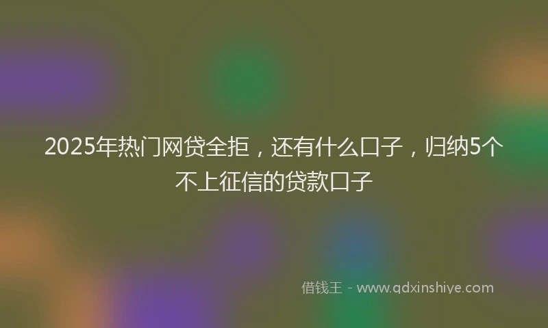2025年热门网贷全拒，还有什么口子，归纳5个不上征信的贷款口子