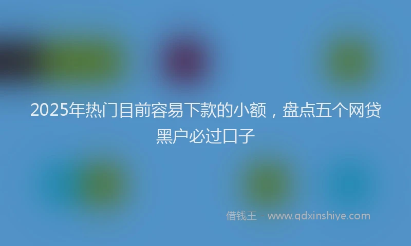 2025年热门目前容易下款的小额，盘点五个网贷黑户必过口子
