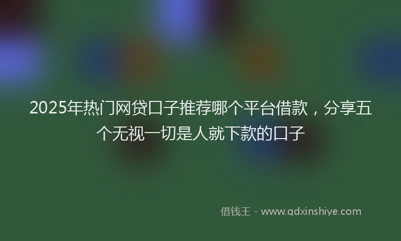 2025年热门网贷口子推荐哪个平台借款，分享五个无视一切是人就下款的口子