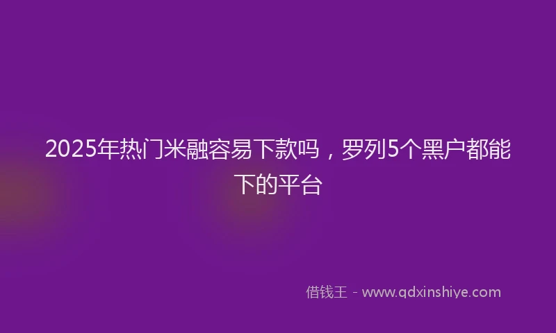 2025年热门米融容易下款吗，罗列5个黑户都能下的平台