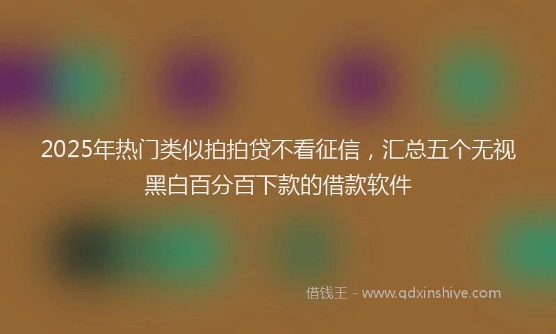 2025年热门类似拍拍贷不看征信，汇总五个无视黑白百分百下款的借款软件