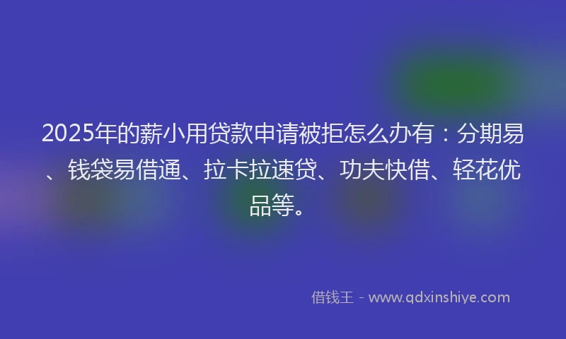 2025年的薪小用贷款申请被拒怎么办有：分期易、钱袋易借通、拉卡拉速贷、功夫快借、轻花优品等。