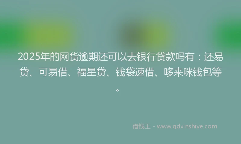 2025年的网货逾期还可以去银行贷款吗有：还易贷、可易借、福星贷、钱袋速借、哆来咪钱包等。
