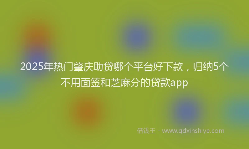 2025年热门肇庆助贷哪个平台好下款，归纳5个不用面签和芝麻分的贷款app