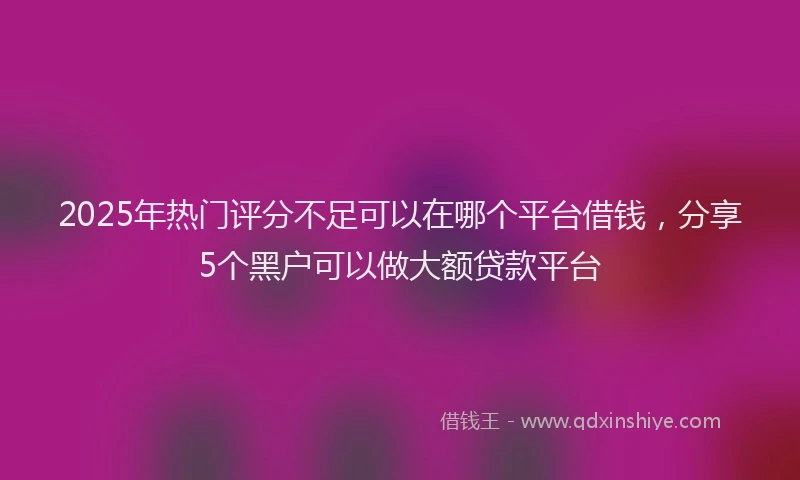 2025年热门评分不足可以在哪个平台借钱，分享5个黑户可以做大额贷款平台