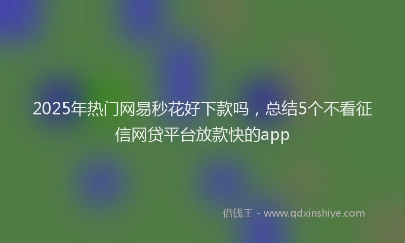 2025年热门网易秒花好下款吗，总结5个不看征信网贷平台放款快的app